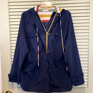 Blu Pepper Preppy Nautical Navy Hooded Jacket Full Zip